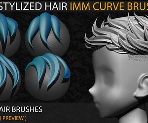 ArtStation - 25 Stylized Hair IMM Curve Brushes ( Vol- 04 ) | Brushes