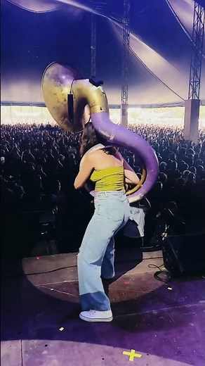 Sousaphone Queen 👸 🎶 Nora Nalepka rocking the great French crowd at Festival Du Bout Du Monde! 💃