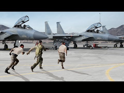 US Pilots Rush into Powerful F-15s and Take Off at Full Afterburner
