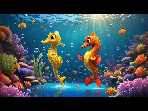 Three Sunny Seahorses Splash and Spin | Counting & Ocean Animal Song | Fun Underwater Nursery Rhyme