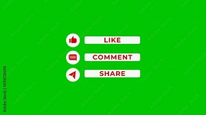 Pop Up Like, Comment, Share Animation for Vloggers and Youtubers with Greenscreen Background