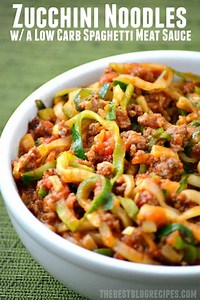Zucchini Zoodles Noodles in a Low Carb Spaghetti Meat Sauce