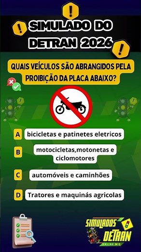 QUESTÕES DO DETRAN 2026 - PROVA TEÓRICA DO DETRAN 2026 #mgsimuladosdetran2026