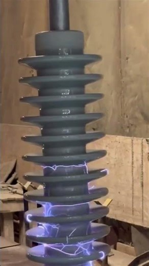 Insulators undergoing flashover testing to check their durability and safety