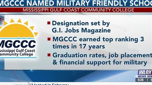 Mississippi Gulf Coast Community College earns Gold award for Military Friendly schools