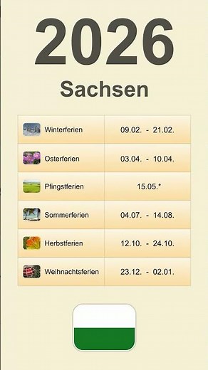 Ferien Sachsen 2026