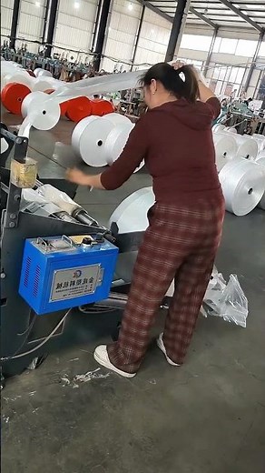 Swap A Full Plastic Film Roll For New Production On The Winding Machine