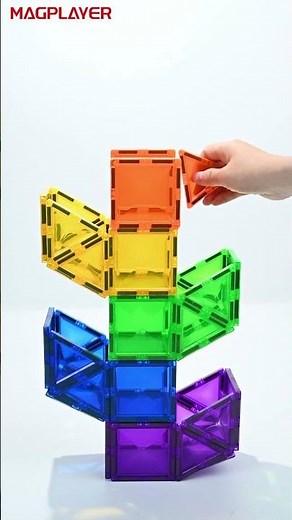 Building a Rainbow Ball Run with Magplayer Magnetic Tiles 🌈🏐✨