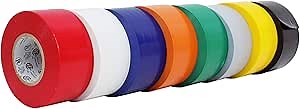 WOD ETC766 Professional Grade General Purpose Rainbow Electrical Tape UL/CSA Listed core. Vinyl Rubber Adhesive Electrical Tape: 1.5 inch X 66 ft - Use at No More Than 600V & 176F (Pack of 8)