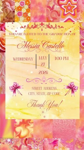 Yellow and Pink Graduation Invitation