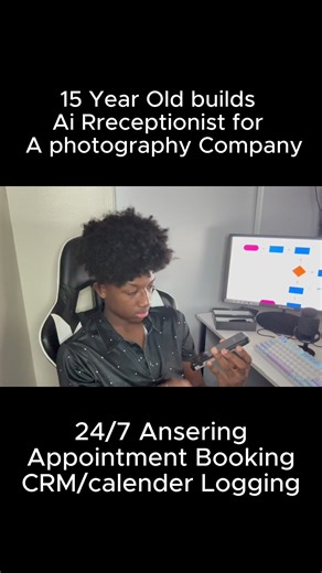 Creating ai receptionist for business at 15 🤖📞 #linkinprofile - - - #AIReceptionist #BusinessOwner #Business #agencyowner