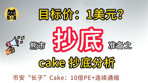 目标价：1美元？ 币安“长子”Cake：10倍PE 连续通缩 cake 抄底分析