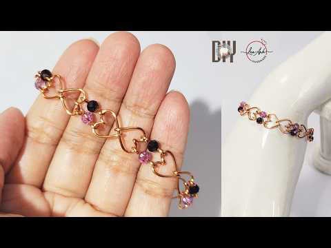 How to make a heart bracelet | simple double heart chain | lovely jewelry tutorials 1090