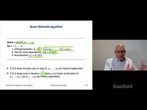 Stanford ENGR108: Introduction to Applied Linear Algebra | 2020 | Lecture 16-VMLS Gram Schmidt algo.