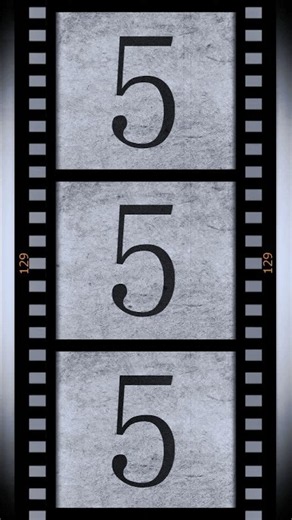 (無料動画素材) スマホ縦用 フィルムカウントダウン 5秒 音あり モノクロ3連スライドVer #shorts