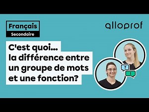 C'est quoi... la différence entre un groupe de mots et une fonction? | Français | Alloprof