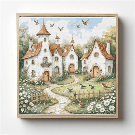 Fancy Houses Cross Stitch Pattern: Spring Streets (PDF Pattern) - Etsy