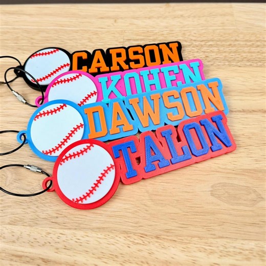 Personalized Baseball Keychain | Backpack Tags, Bag Tag, Kid's Name Tags, Sport Keyrings, Charms - Etsy