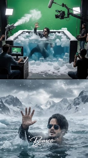 Ek simple green screen studio shot ko kaise convert kiya jata hai cinematic glacier river rescue scene me — yeh hai pura VFX breakdown 🔥 Upar shooting setup aur niche final movie look! Yahi hoti hai filmmaking aur AI editing ki power 🎬 ⚠️ Yeh video sirf education purpose aur VFX learning ke liye banaya gaya hai. Follow karein aise hi aur movie style breakdown ke liye 👇 #GreenScreen #VFX #MovieMagic #BehindTheScenes #Filmmaking #AIEditing #ReelIndia #VideoCreator #EducationPurpose #VFXBreakdow