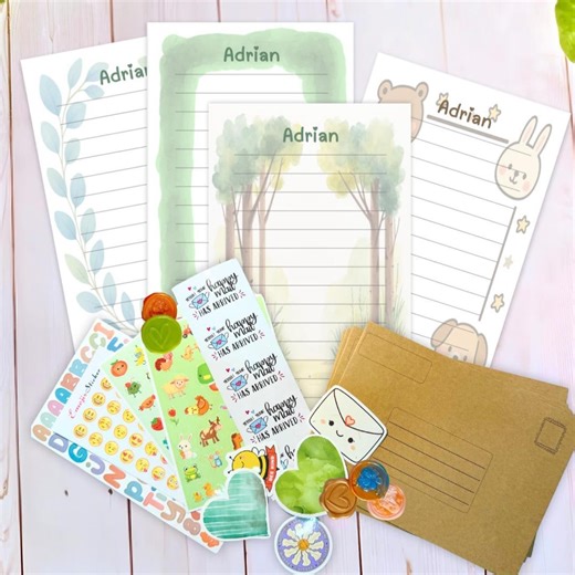 Kids Stationery Set – Classic Green, Personalized Writing Paper (little Letter Box Refill Only) - Etsy