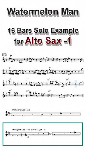 Watermeln Man - 16 Bars Solo Example for Alto Sax - No.1 #shorts #saxophone #jazz