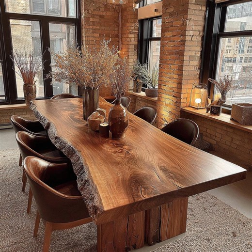 Solid Walnut Live Edge Dining Table, Rustic Farmhouse Furniture, Custom Wood Slab - Etsy