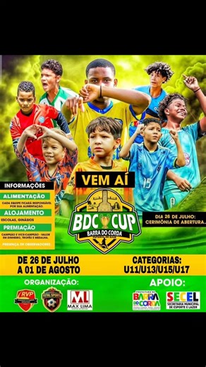 TOTAL SPORTS on Instagram: "✅️ DE 26 DE JULHO A 01 DE AGOSTO!!! Venha fazer parte.....⚽️⚽️⚽️ Galera data confirmada!!!! Venha pra BDC! Vem!!! Categorias Sub 11-13-15 e 17 direto de Barra do Corda bem no Coração do Maranhão ❤️ 9898543-2442 entre em contato com @rogerio_mendes86 9898266-0708 entre em contato com @max_limabdc 👉 Segue para mais conteúdos 🫶 Realização RVP Eventos Esportivos - Max Lima Eventos Esportivos e Canal Total Sports 🅿️arceria @speednet.ma ▶️ Assista os Melhores momentos em
