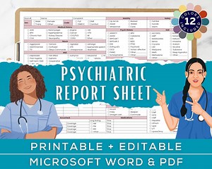 Psychiatric Nursing Report Sheet, Behavioral Health, 2 Patient Psych Nurse Report Sheet, Rn/pmhnp, Nurse Brain, Editable Microsoft Word, PDF - Etsy Canada