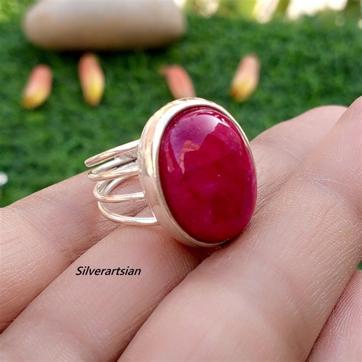 Genuine Pink Ruby Ring | 925 Sterling Silver* Natural Red Gemstone Ring* Handmade -statement Ring* Designer Women's Ring* Gift for Wife - Etsy