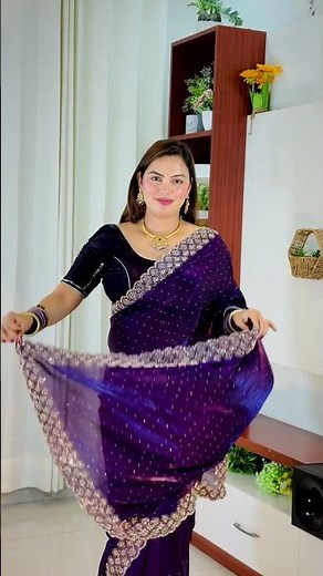 Newly Wed Look 💜 Stunning Purple Saree for Wedding & Party 💃