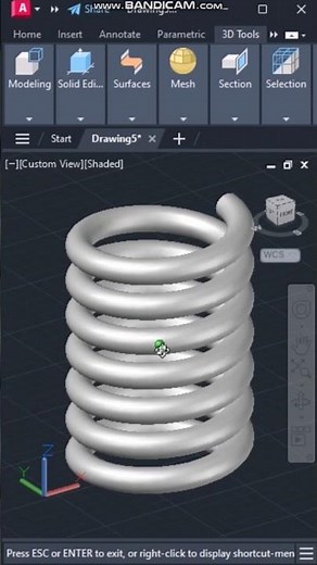 A simple 3d spring in AutoCAD 2024 using the sweep command #shorts 👍🔥