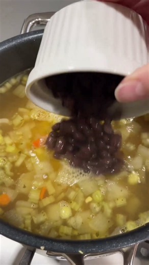Elevate chicken noodle soup mix with diced veggies, leftover chicken & black beans for an easy meal