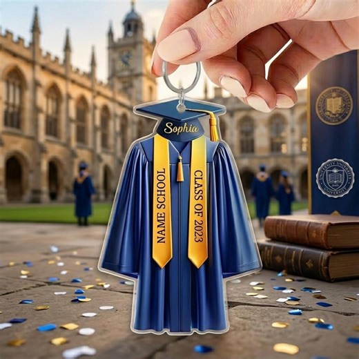 Personalized Graduation Gown Keychain, Custom Name & School Class of 2026 Keyring, Grad Gift for Her Him, Senior Night Souvenir - Etsy