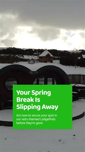 Feel the FOMO creeping in? Your perfect spring break is slipping away fast. Don't let it pass you by. Grab your spot in our retro-themed LodgePods today. Space is limited, nostalgia is unlimited—let's make those memories!