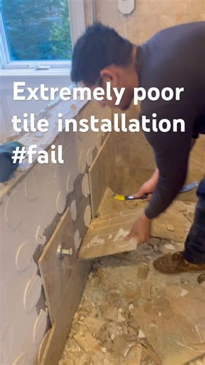 Demolition on a master bath remodel. Tile Guy did not install correctly. #fail #bathremodel ￼