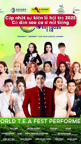 Lễ hội Trà World Tea Fest 2025 được dàn ca sĩ nổi tiếng góp mặt #changdimotminh #reviewdalat