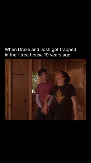 Memes Guy on Instagram: "😂😭 Follow @memesxguy for more!!! Nineteen years ago today, an iconic moment in Nickelodeon history aired: the “Tree House” episode of Drake & Josh. In the episode, the duo finishes building a wooden treehouse only to realize they have completely walled themselves in, having forgotten to cut out a door or window before finishing the final side. The episode remains a pillar of millennial and Gen Z internet culture, frequently used in memes to describe situations where a 