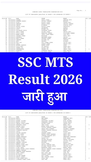 SSC MTS Result 2026 🔵 SSC MTS Result 2026 Kaise Dekhe ? How To Check SSC MTS Result 2026 Tier 1 Pdf