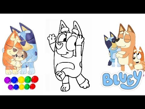 Drawing and Coloring Bluey Easy 💙 Bluey Heeler Cartoon Tutorial | Bluey 💙