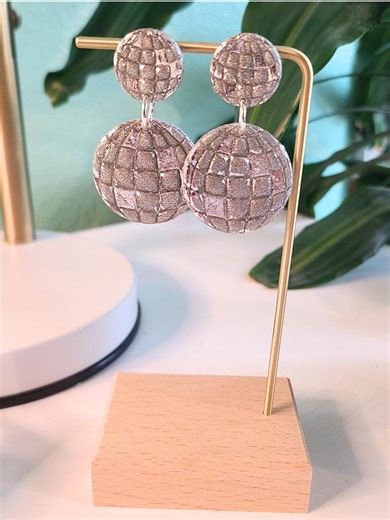 Silver Disco Ball Dangle Earrings - Etsy