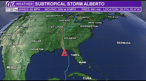 Track Subtropical Storm Alberto: Spaghetti models, forecast cone and satellite