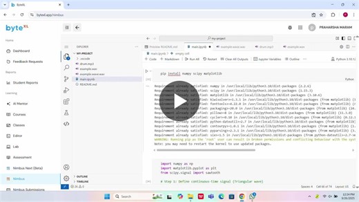 Module II: Signal Sampling and Reconstruction (CO2 – 14h) This module focuses on Nyquist-Shannon sampling theorem, aliasing, anti-aliasing filters, and reconstruction techniques. Case studies include… | Lakshmi Praharsha Maram