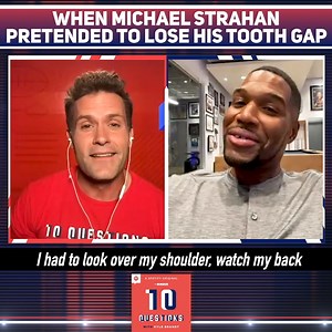 2.9K views | The mastermind behind Michael Strahan's tooth gap prank wasn't him. It was his dentist. Check out the full interview on '10 Questions With Kyle Brandt' here: https://youtu.be/Dqssrr8vH7c | The Ringer | Facebook