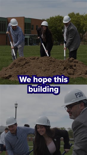 The Penn State Harrisburg campus community, along with stakeholders and alumni, gathered on April 22 to celebrate the groundbreaking of the Academic Learning Center (ALC), which is slated to open for the fall 2026 semester. Chancellor David Callejo Pérez was joined by Student Government Association President Autumn Zodet and Board of Advisers Vice Chair Matt Tunnell to ceremonially turn over the first shovelfuls of dirt at the site. “This center — which has been many years in the making — will s