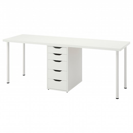 LAGKAPTEN / ALEX desk, white, 200x60 cm