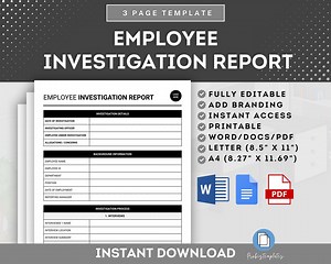 Employee Investigation Report Template, Incident Report Form, HR Policy Forms, Employment Law Forms, Employee Relations Investigation - Etsy