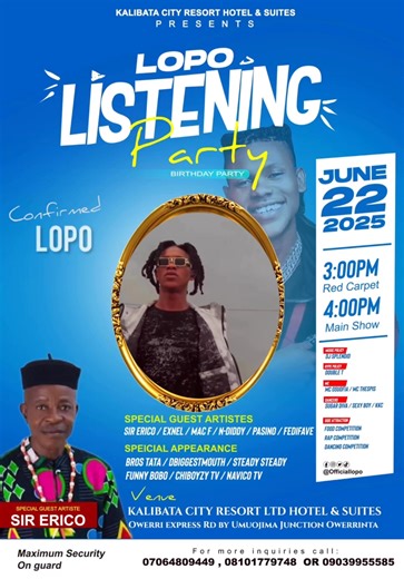 22 reactions · 4 comments | The man of the Year  LOPO (leave other people’s opinion) aka Onyenekwu …. Fam ❤️i wish i could get the right word that will suit and explain to you guys how Tomorrow listening party will be…come and be entertained by THEStrongest Fearles Bravest Craziest Kindest Sweetest Dopest Infact Add yours as we Asamble tomorrow at kalibata city hotel | OfficialLopo | Facebook