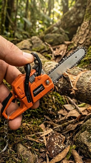 Miniature Chainsaw in Action: Cutting Wood Like a Pro!😲