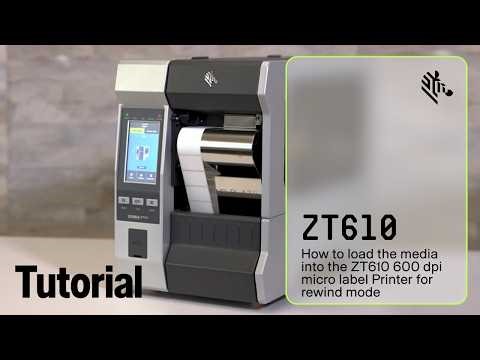 How to load the media into the ZT610 600 dpi Micro Label Printer for Rewind Mode | Zebra