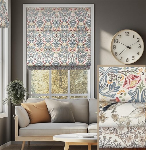 Floral Cotton Roman Shade: Custom Window Blinds, Choice of Lining - Etsy